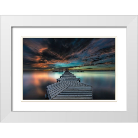 Minor Sea White Modern Wood Framed Art Print with Double Matting by Antonio Trivino, Jose