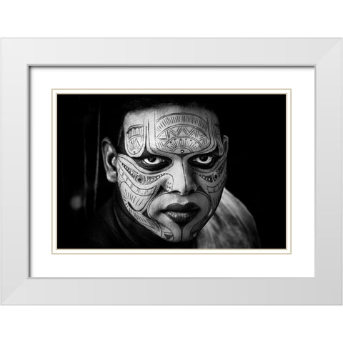 Theyyam Ceremony Performer-I - India White Modern Wood Framed Art Print with Double Matting by Inazio Kuesta, Joxe