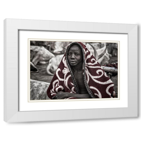 Mundari tribe child. White Modern Wood Framed Art Print with Double Matting by Inazio Kuesta, Joxe
