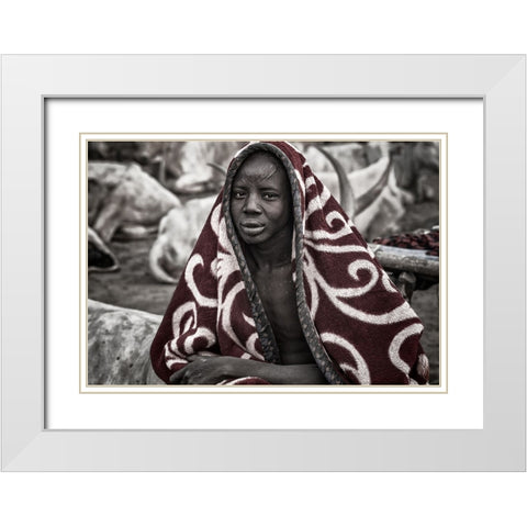 Mundari tribe child. White Modern Wood Framed Art Print with Double Matting by Inazio Kuesta, Joxe