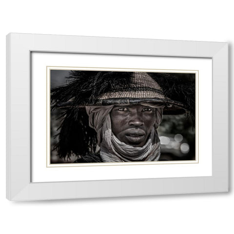 Peul Man - Niger White Modern Wood Framed Art Print with Double Matting by Inazio Kuesta, Joxe