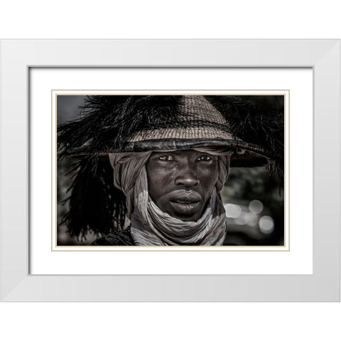 Peul Man - Niger White Modern Wood Framed Art Print with Double Matting by Inazio Kuesta, Joxe
