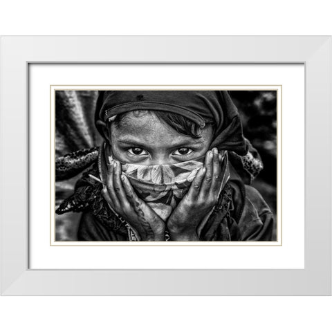 Rohingya Refugee Girl - Bangladesh White Modern Wood Framed Art Print with Double Matting by Inazio Kuesta, Joxe