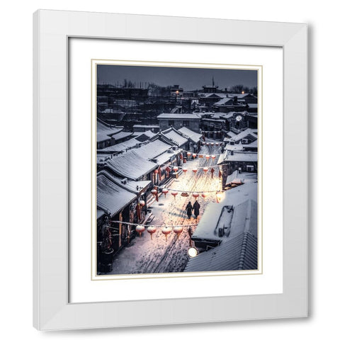 Walking Home White Modern Wood Framed Art Print with Double Matting by Shen, Ran