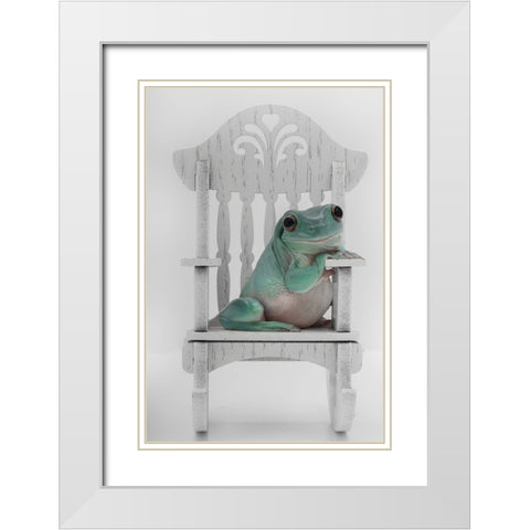 Rocking Whites Tree Frog White Modern Wood Framed Art Print with Double Matting by D Lester, Linda