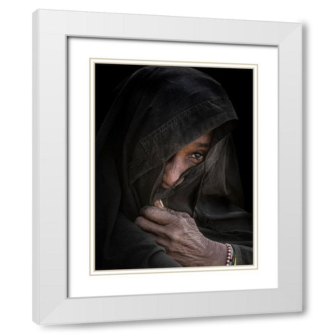 Mbororo Tribe Elder White Modern Wood Framed Art Print with Double Matting by Molina, Elena