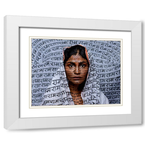 Ram Nami Tribe -India White Modern Wood Framed Art Print with Double Matting by Chattopadhyay, Debasish