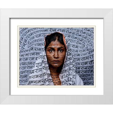 Ram Nami Tribe -India White Modern Wood Framed Art Print with Double Matting by Chattopadhyay, Debasish