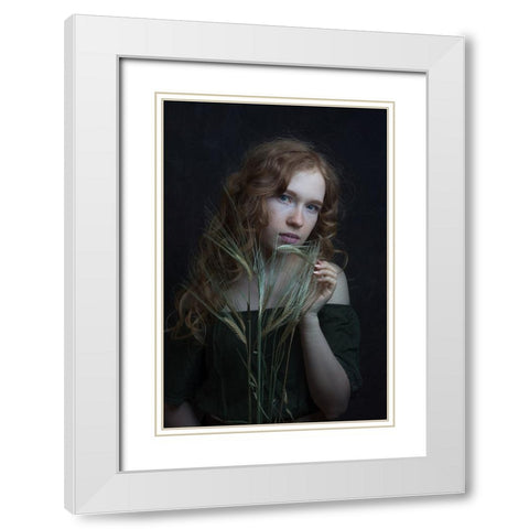 A Little Bit Of Green White Modern Wood Framed Art Print with Double Matting by Franke, Ruth