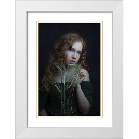 A Little Bit Of Green White Modern Wood Framed Art Print with Double Matting by Franke, Ruth