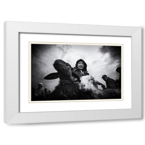 Animal Market - 1396 White Modern Wood Framed Art Print with Double Matting by Garik