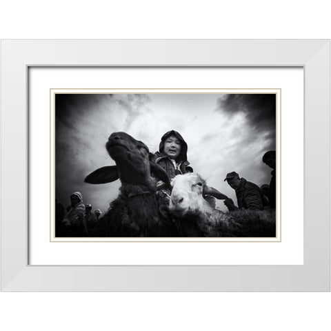 Animal Market - 1396 White Modern Wood Framed Art Print with Double Matting by Garik