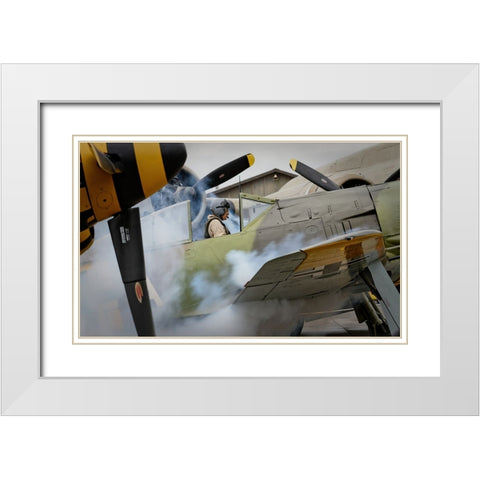 Engines White Modern Wood Framed Art Print with Double Matting by Mccleave, Thomas