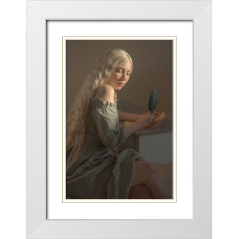 Letter White Modern Wood Framed Art Print with Double Matting by Durisova, Michaela