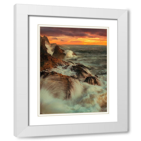 Wave Time White Modern Wood Framed Art Print with Double Matting by Yu, Wenjin