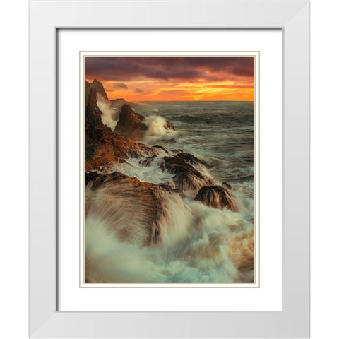 Wave Time White Modern Wood Framed Art Print with Double Matting by Yu, Wenjin