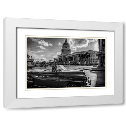 El Capitolio White Modern Wood Framed Art Print with Double Matting by Morishige, Koji