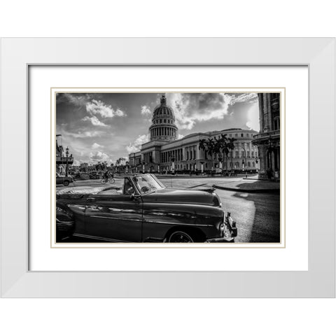 El Capitolio White Modern Wood Framed Art Print with Double Matting by Morishige, Koji