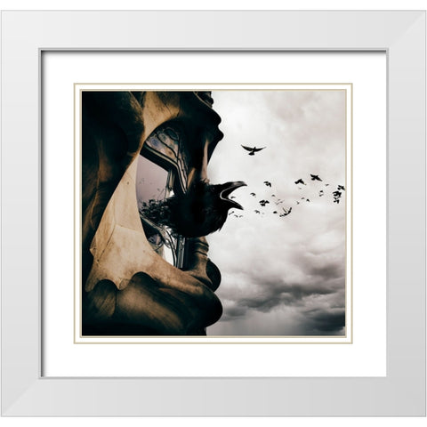 La Maison des Corbeaux White Modern Wood Framed Art Print with Double Matting by Hossameldin, Hany