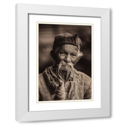 Portrait of a herder White Modern Wood Framed Art Print with Double Matting by Swapnil