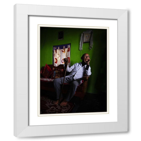 Mr. Rai - At Home White Modern Wood Framed Art Print with Double Matting by Steverson, Michael