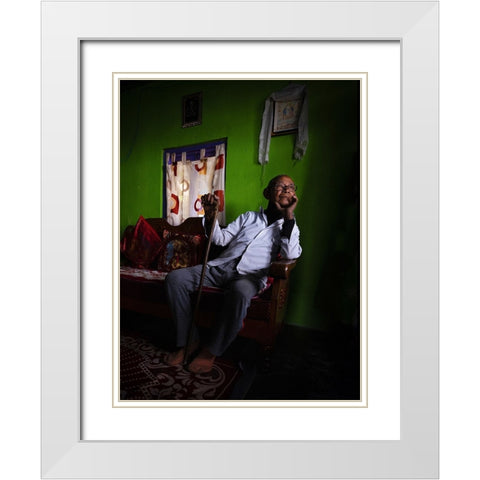 Mr. Rai - At Home White Modern Wood Framed Art Print with Double Matting by Steverson, Michael