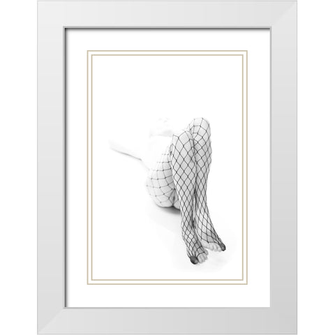 Hole Sock White Modern Wood Framed Art Print with Double Matting by Hotakainen, Jani