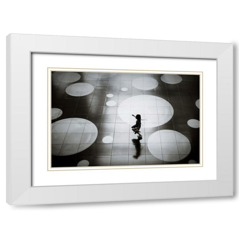 Skip White Modern Wood Framed Art Print with Double Matting by Kiri, Reiko