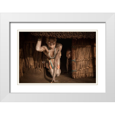 Laarim Girl White Modern Wood Framed Art Print with Double Matting by Cole, Trevor