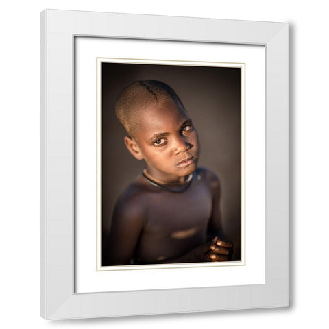 Young Himba Girl White Modern Wood Framed Art Print with Double Matting by Cole, Trevor
