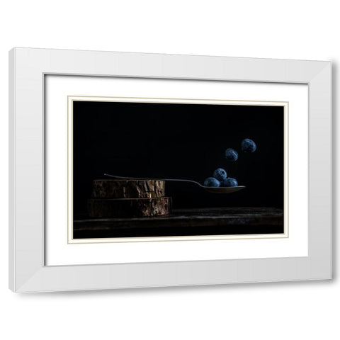 blueberies White Modern Wood Framed Art Print with Double Matting by Gritzmann, Katarzyna
