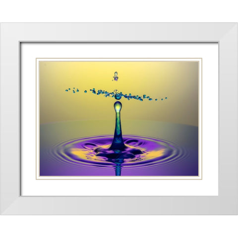 Dancinh Drops White Modern Wood Framed Art Print with Double Matting by Sayadi, Yousef