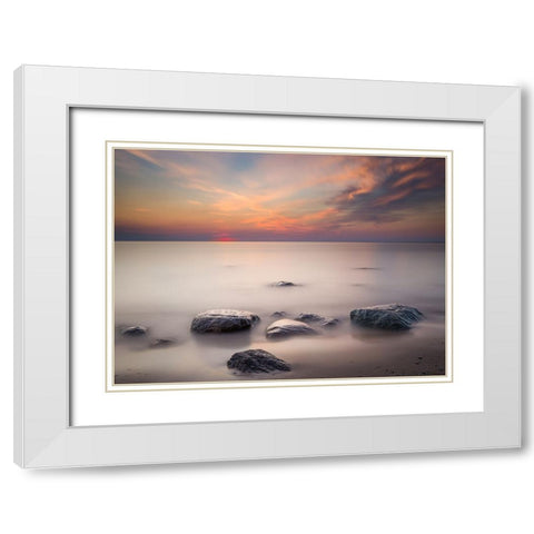 After sunset White Modern Wood Framed Art Print with Double Matting by Rogaczewska