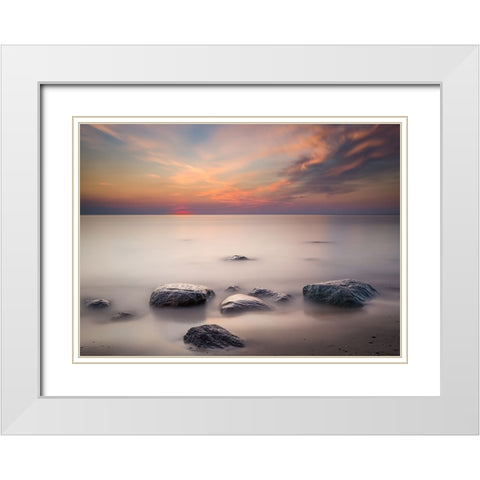After sunset White Modern Wood Framed Art Print with Double Matting by Rogaczewska