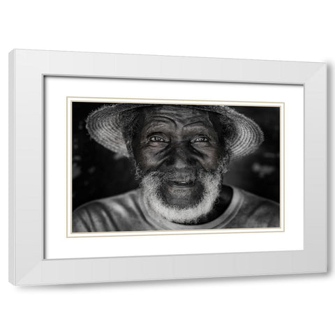 happy man in Cuba. White Modern Wood Framed Art Print with Double Matting by Raskin, Moris
