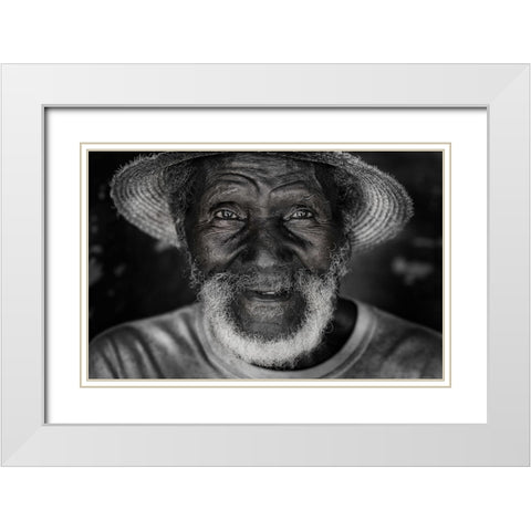 happy man in Cuba. White Modern Wood Framed Art Print with Double Matting by Raskin, Moris