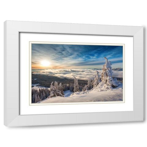 WinterTime White Modern Wood Framed Art Print with Double Matting by Mirica, Dan