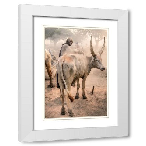 Mundari Massage White Modern Wood Framed Art Print with Double Matting by Cole, Trevor