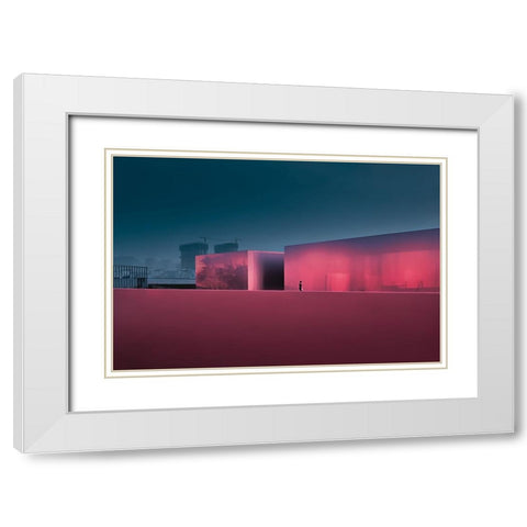 Lost City White Modern Wood Framed Art Print with Double Matting by Guan, Xiaopeng