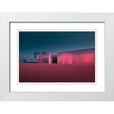 Lost City White Modern Wood Framed Art Print with Double Matting by Guan, Xiaopeng