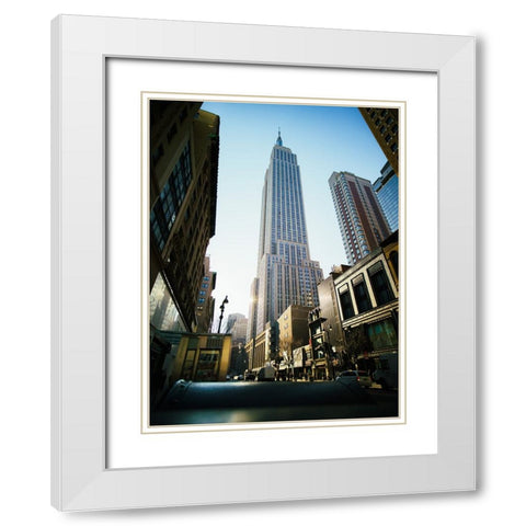 Empire State Building White Modern Wood Framed Art Print with Double Matting by Grop, Serge