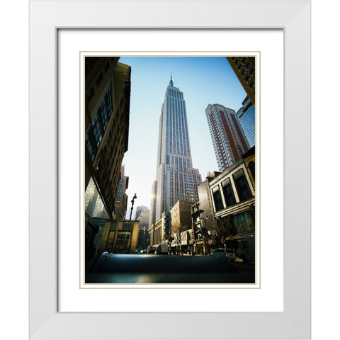 Empire State Building White Modern Wood Framed Art Print with Double Matting by Grop, Serge