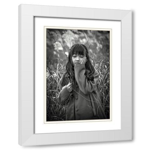 Eri Portrait White Modern Wood Framed Art Print with Double Matting by Miharu