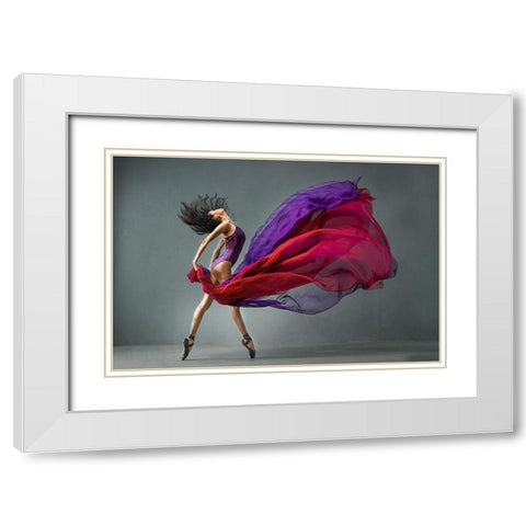 Balerina 1 White Modern Wood Framed Art Print with Double Matting by Setiadi, Ajar