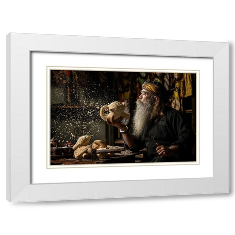 Blowing The Dusk White Modern Wood Framed Art Print with Double Matting by Setiadi, Ajar