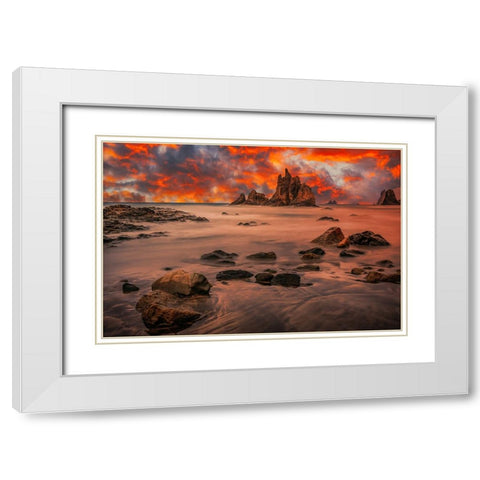 Canary Sunset White Modern Wood Framed Art Print with Double Matting by Popan, Adrian