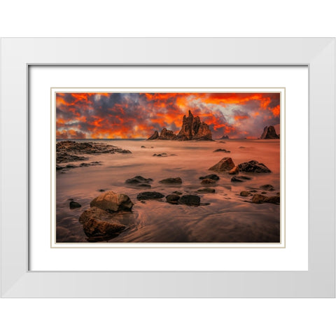 Canary Sunset White Modern Wood Framed Art Print with Double Matting by Popan, Adrian