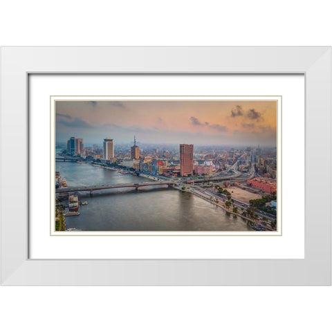 Downtown Egypt Cairo White Modern Wood Framed Art Print with Double Matting by Al-Hefnawy, Haytham
