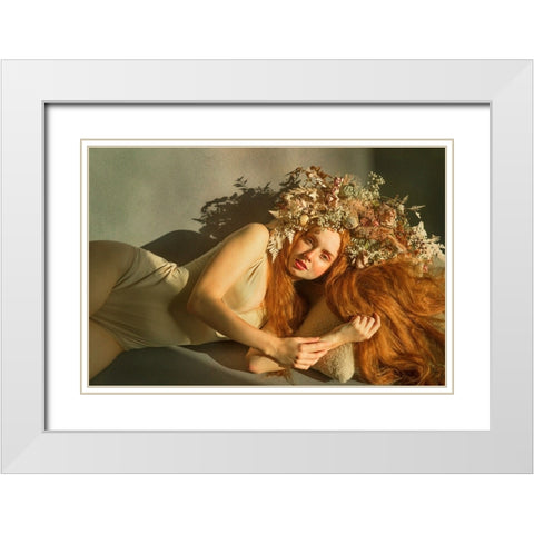 The Muse White Modern Wood Framed Art Print with Double Matting by Durisova, Michaela