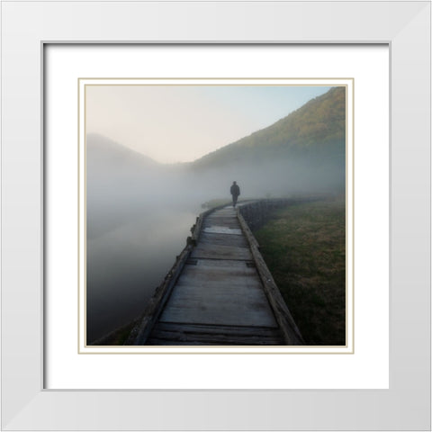 Untitled White Modern Wood Framed Art Print with Double Matting by Tsunoda, Kazuyuki